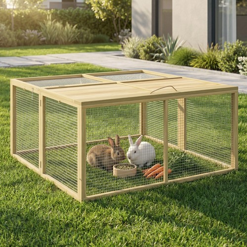 Pawhut kaninchenstall aus - kaninchenstall,