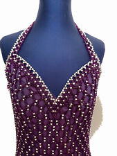 Handgeknüpfte Lila/SIlber Perlen gefüttertesTanzkleid im Stil der 20er Jahre