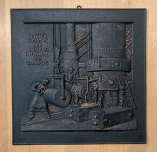 Buderus Eisenguß  Relief  Plakette Letzter Gießtag Gießerei Eibelshausen 1975