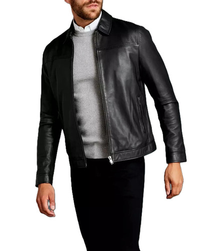 Herren schwarz lederjacke 100 - schwarz,