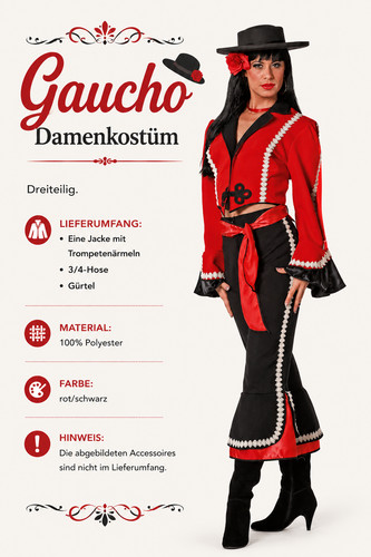 Gaucho kostüm damen - gaucho, western