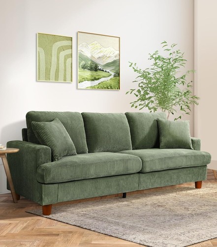 Grün corduroy sofa sitzer - 3,