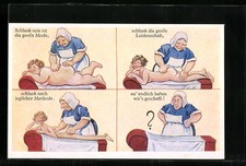 Ansichtskarte Dicke Frau geht zur Massage und wird schlank 