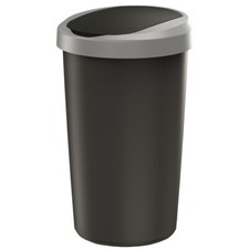 Mülleimer 50L schwarz grau Schwingdeckel, Tonne aus Hartplastik, Küche, Futterto