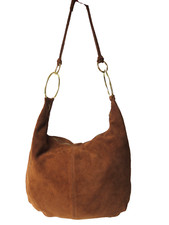 Damen Beutel Handtasche Shopper Schultertasche Italy Wildleder braun cognac NEU