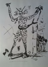 original tuschezeichnung, "wählerdummy mit schandmaske", 65 x 50 cm