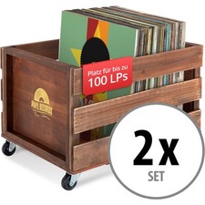 2x Schallplatten Vinyl Box Kiste Aufbewahrung LP 100 Sammlung Plattenkiste Braun