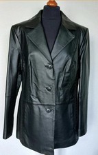 Lederjacke Blazer schwarz Gr