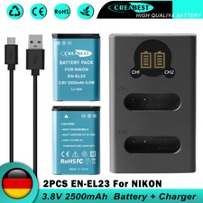 2x 2500mAh EN-EL23 Akku +