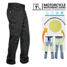 Herren Schwarz Motorrad Motorrad Cargo Jeans Aramid Schutz Gefüttert Panzer Hose