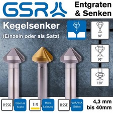GSR Kegelsenker/Satz DIN 334/335  Senker 60/90/120° Grad HSS/HSSEVA/TiN Auswahl
