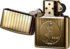 Zippo Old Design Windy Gold Stripe 2-seitige Ätzung klassisches...