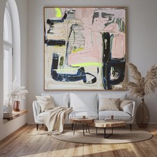 Einzelstück!Urban Boho Abstrakt 02 Eiche gerahmt Acrylglas 125x125 cm Pop Art