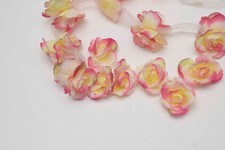  24st.Stoffblumen Kunstblumen/Seidenblumen Rosa/Gelb für Basteln sehr schon Rest