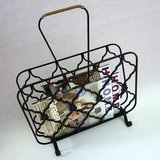 Zeitungs Ständer Broschüren Halter Eisengestell schwarz Mid Century 60er 70er 