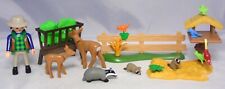PLAYMOBIL Tiere Förster füttert Wildtiere Dachs Waschbären Vögel Rehe Zaun #1