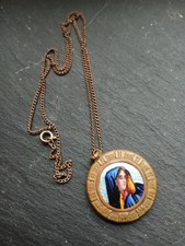 Vintage Anhänger mit Kette Madonna Mutter Gottes Bronze?Kupfer?/Double