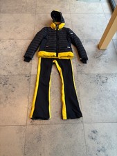 Skianzug Toni Sailer Damen schwarz mit gelben Streifen, Jacke 38, Jethose 36