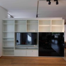 Interlübke Wohnwand Regal Studimo Front Klarglas Schwarz Korpus Weiß in M01