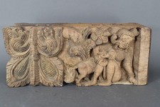 Uraltes  Tempelfragment Schnitzerei Relief Asien Asiatika Tibet Indien AG211