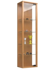 Glasvitrine Braun Birke 155x33x18 Montierter Hängeschrank Vitrinenschrank NEU
