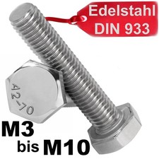 Sechskantschrauben Edelstahl VA Maschinenschrauben Vollgewinde DIN 933 M8 M6 M10