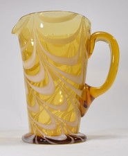 antiker GLASKRUG mundgeblasen Abrissglas Karaffe Kanne Orange