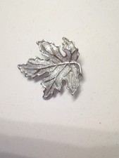 Alte Blatt Brosche Silber