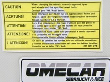 Aufkleber Sticker VW Golf 1 2 Cabrio Corrado Scirocco Achtung Warnhinweis Räder