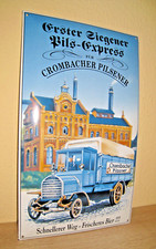 Krombacher Emaille-Schild, Pils-Express, 50 x 30cm, gewölbt, prima Zustand,