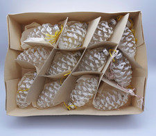 Christbaumschmuck - 12 alte Zapfen - transparent / beschneit - Weihnachtsbaum