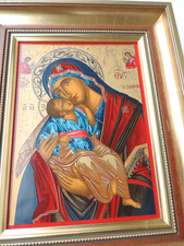 PORZELLAN IKONE  MUTTERGOTTES