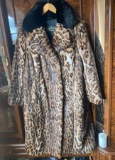   Kaninhen Mantel Jacke mit Ozelot-Muster  Pelzmantel Gr 42/44