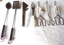 Grillbesteck 7 tlg. Neuwertig, Löffel Pfannenwender Greifzangen Spieß #1996 Str