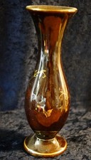 Jasba Vase 50er Jahre Handarbeit mit goldenen Schmetterlingen Blumen