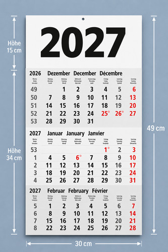 Monats wandkalender 2027 h - 3,