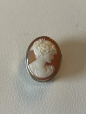 Vintage Silber Muscheln Kamee Brosche- Anhänger 800’