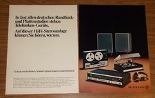 Seltene Werbung vintage TELEFUNKEN W 258 HIFI Plattenspieler OPUS HIFI 6060 1973
