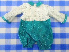 Käthe Kruse Puppenanzug 22x16 cm Vintage gepunktet Türkis Weiß Top Zustand