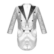 DE Jungen Prinz Kostüm Pailletten Glitzer Frack Jacke Jazz Tanz Performance Sets