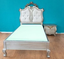 PRINZESSIN KINDER POLSTER BETT BETTGESTELL 100 X 200 & NACHTTISCH HOLZ SILBER