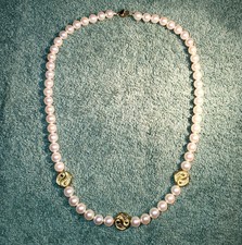 Echte japanische Akoya Perlen Kette, Länge ca. 45,5 cm, Durchmesser ca. 7,4 mm