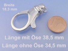 Echt 925 Silber Karabiner Verschluss DELUXE mit Öse 21,5 / 24,5 / 32 / 38,5 mm