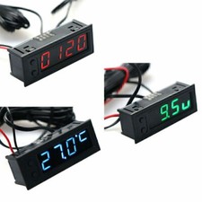 1x Multifunktional 12V Auto Digital Uhr Temperatur Anzeige Thermometer Voltmeter