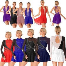 DE iEFiEL Damen Ballettkleid Modern Tanzkleid Mit Strass Latein Rock Tango 