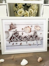 Bild mit Rahmen Beach Muscheln Shabby Landhaus Hamptons
