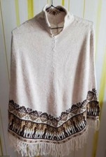 Alpaka Strick Poncho: beige