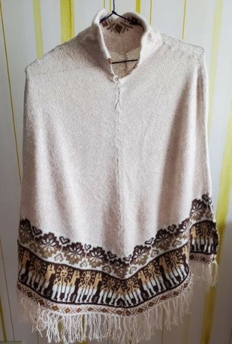 Alpaka strick poncho beige - alpaka, poncho: