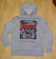 Hoody Herren Kapuzen Shirt langarm Gr. XL grau meliert vorn bedruckt chapter