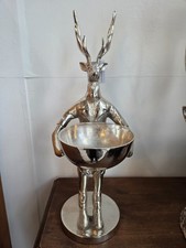 Deko Objekt  Deko Figur Hirsch mit Schale Alu/Nickel  Hazenkamp 20,5x20,5x48,5cm